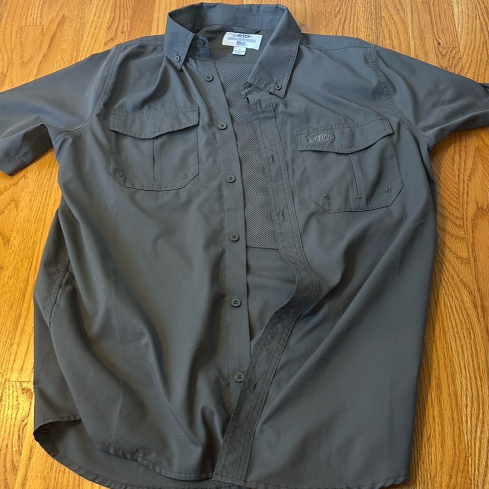 Grey button down shirt